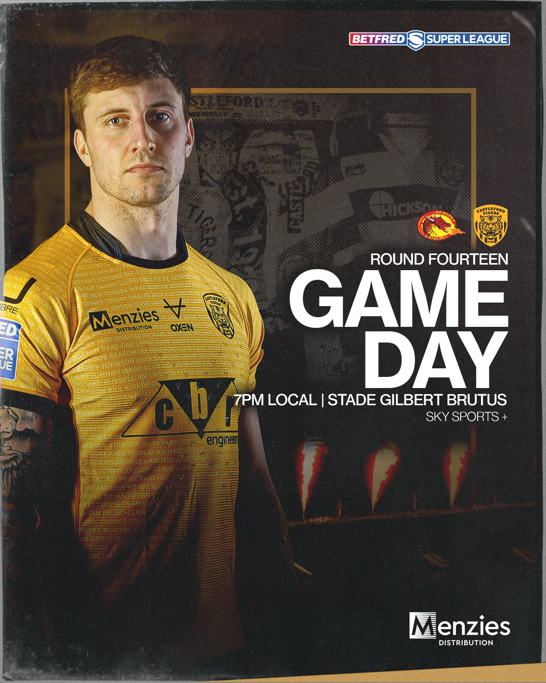 A gameday graphic for our game against Catalans.